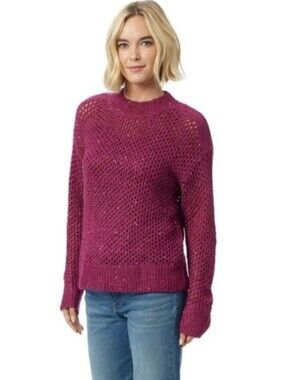 Jessica Simpson Mukami Open Stitch Pullover Magenta Purple